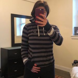 Black and grey striped Nike Hoodie - L